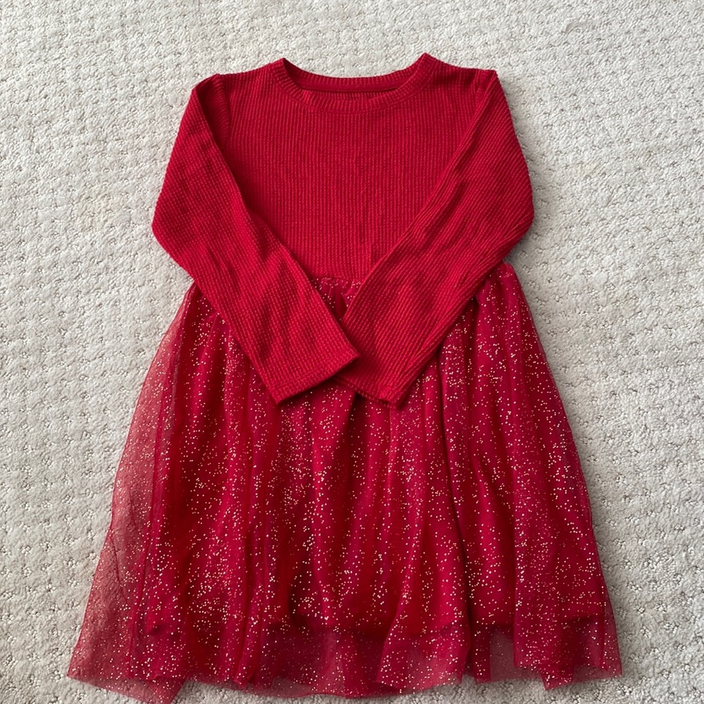 Little Girls Red Glitter Tulle Dress size 6/6x